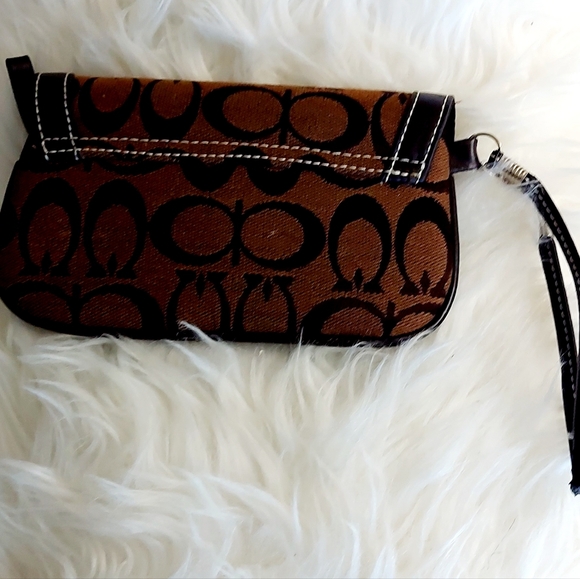 COACH Canvas Monogram with Leather Trim Wristlet - Picture 4 of 4